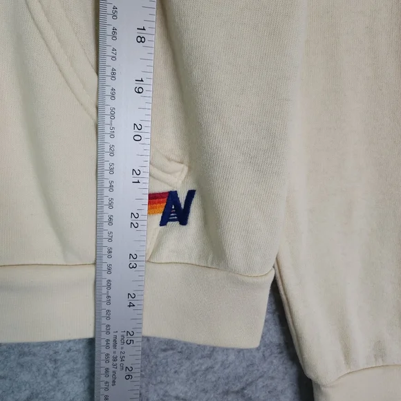 Aviator Nation 5 Stripe Zip Hoodie in Vintage White Medium - Picture 5 of 8
